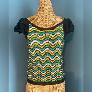 Kaily K Crochet Short Sleeve Sweater. Size Medium